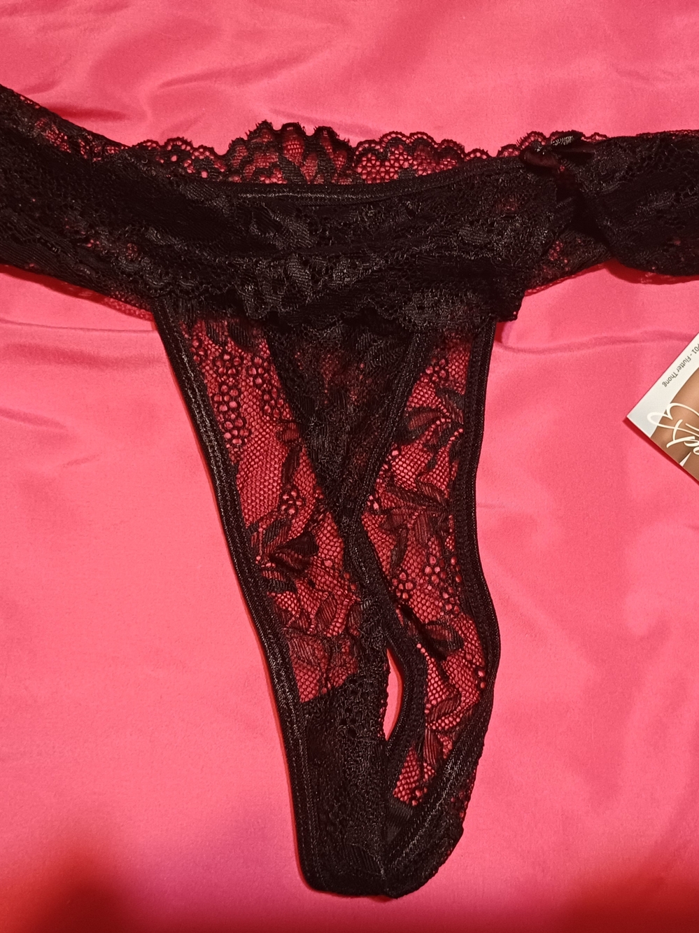 Women's Black Lace Thong Panty - Elegant Intimates